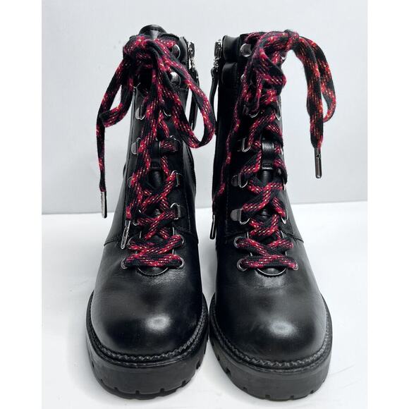 Sam Edelman Sade Wool Leather Lug Sole Boots Womens Size 8.5Moto - Picture 1 of 7